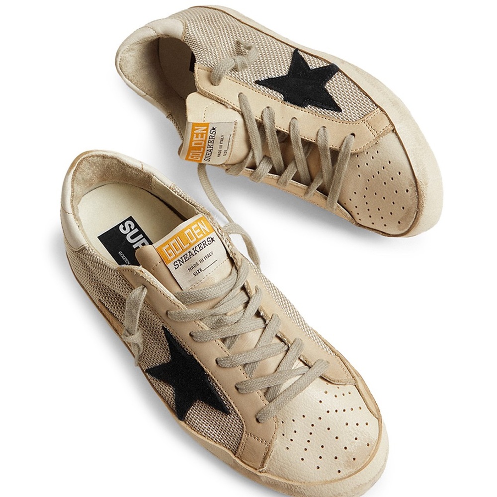 Golden Goose White and Black Super-Star Sneakers